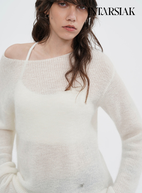 【INTARSIAK针织设计师品牌】柔影 超细马海毛薄透圆领套头毛衣