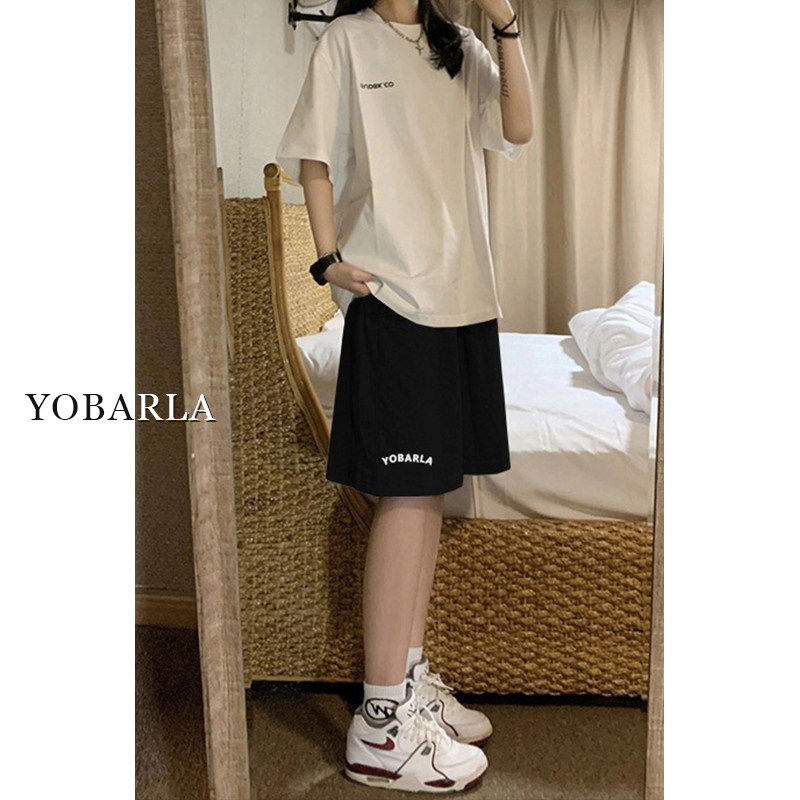 黑色休闲阔腿运动短裤女夏薄款大尺码胖mm显瘦梨形身材宽松五分五