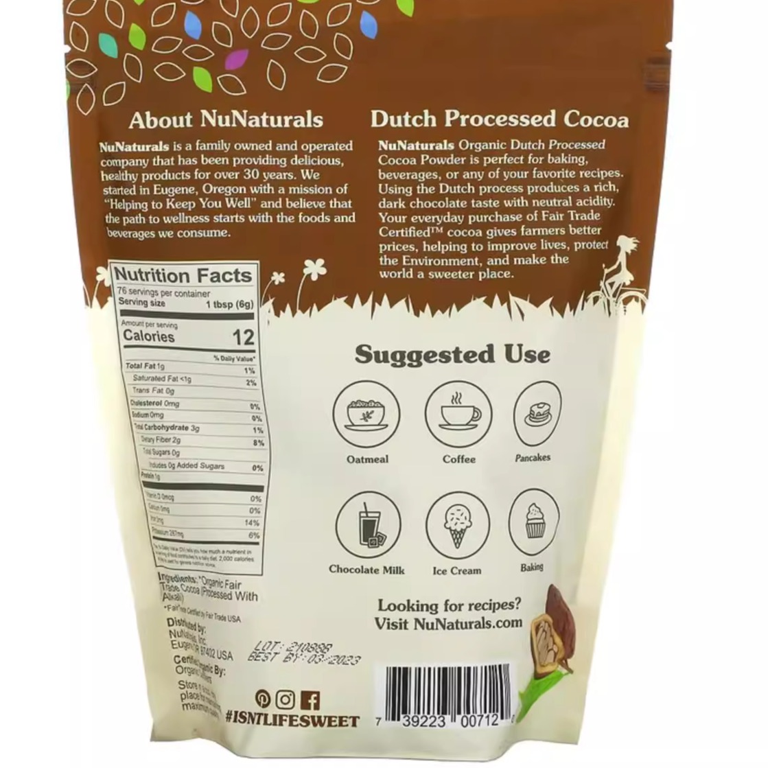NuNaturals可可粉无添加糖