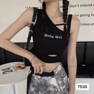 爵士上衣女吊带漏洞外穿设计感镂空短款jazz辣妹背心无袖