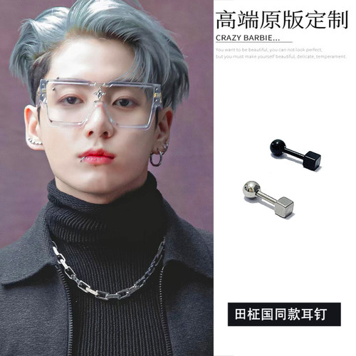 小耳钉钛钢方块迷你耳骨钉不掉色