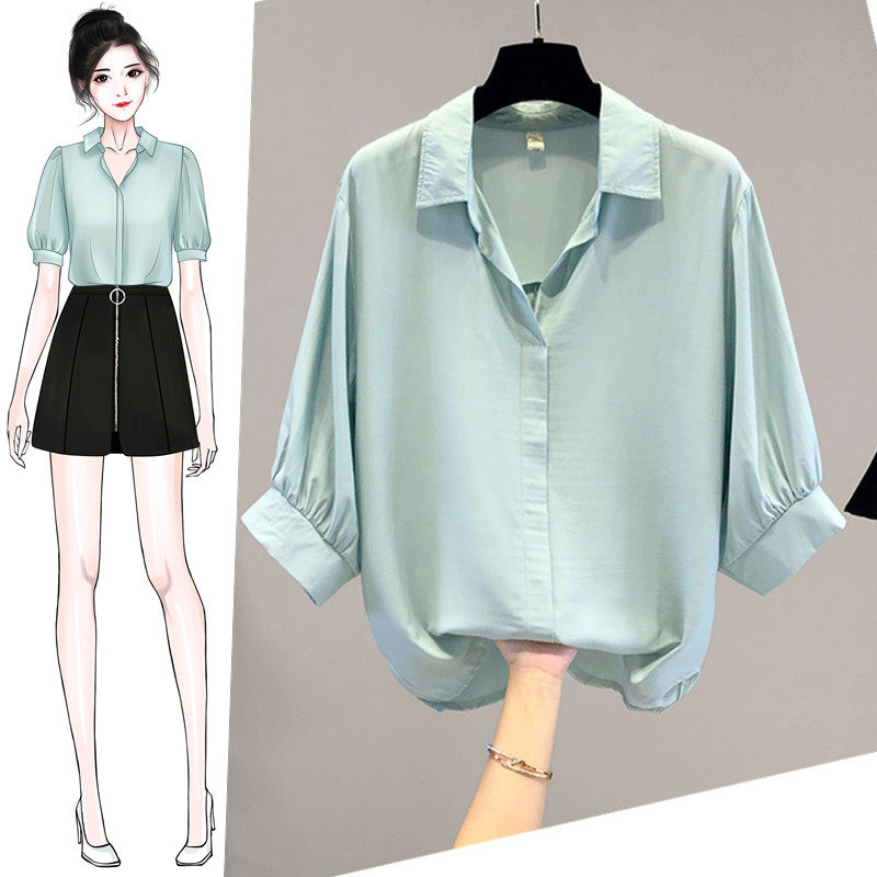 设计感小众女士雪纺衬衫女装夏季2020年新款职业白衬衣薄款上衣服