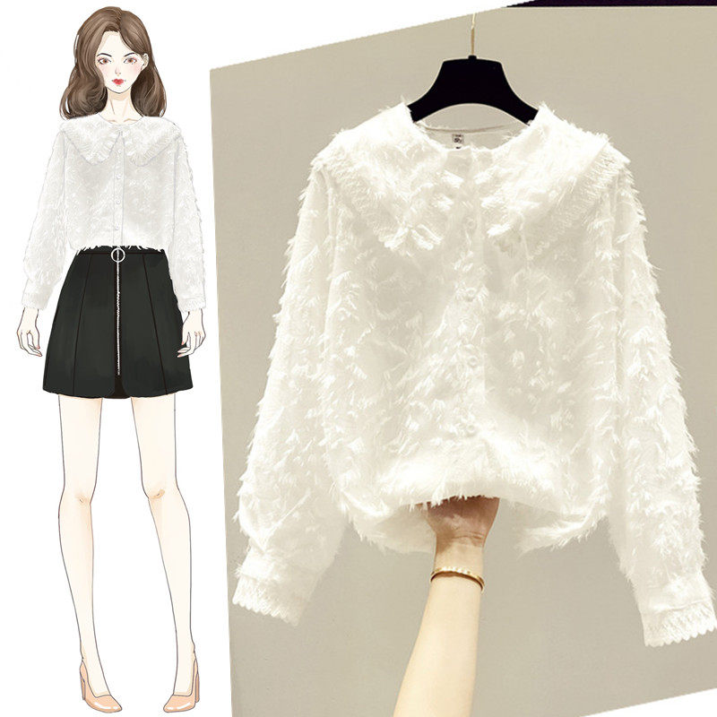 秋冬装2020年新款雪纺白衬衫气质蕾丝打底衫女装上衣服仙气内搭