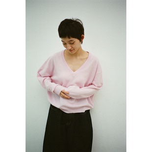 seeseaoV领针织毛衣宽松慵懒软糯超亲肤秋冬薄款 上衣 外穿内搭女款