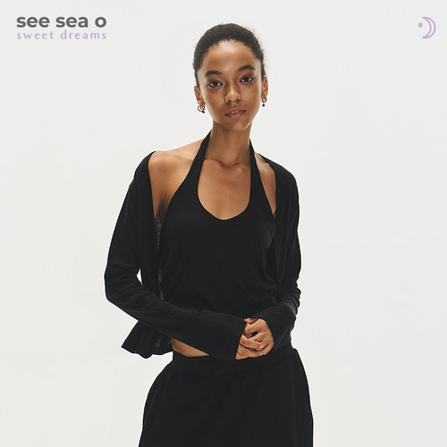 see sea o 睡眠系列 | 三色挂脖长袖开衫两件套休闲运动套装女款