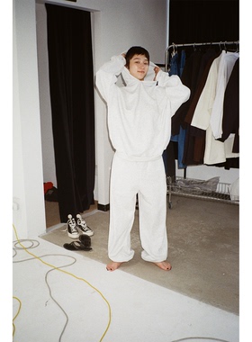 see sea o ｜白灰色连帽套头卫衣男女同款秋冬休闲外套衫2025新款