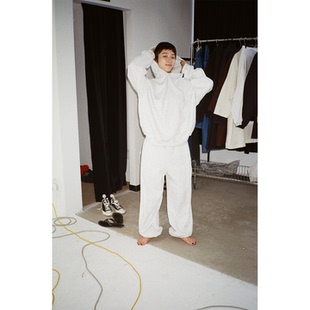 sea 2025新款 秋冬休闲外套衫 ｜白灰色连帽套头卫衣男女同款 see