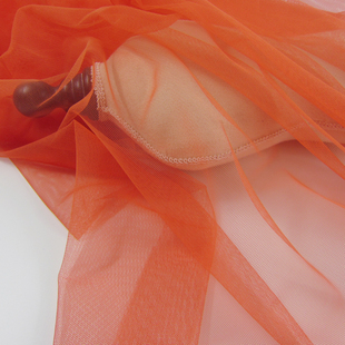 36眼加密网纱网眼网孔布料服装饰品蓬蓬裙面料透软微硬橘红色素色