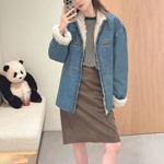 商场同款2025年冬新款时尚立领宽松显瘦工装牛仔棉服女外套上衣