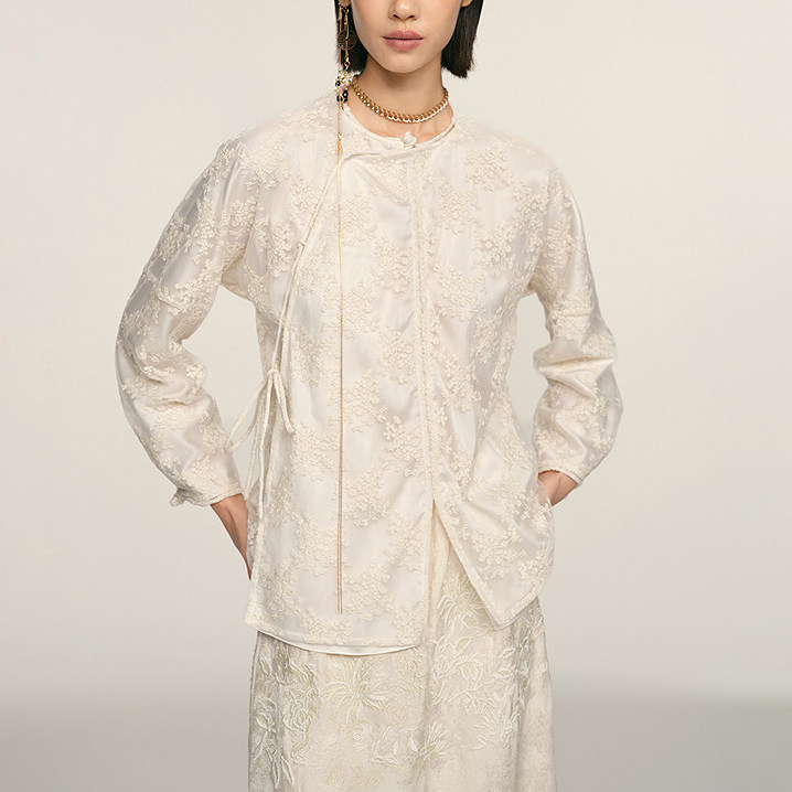 商场同款国风新中式长袖斜门襟2026年春季刺绣系带圆领小上衣女,女装/女士精品,汉服上装,淘宝优惠券,粉丝福利购,淘宝优惠卷