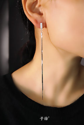 子徐时尚3层次925纯银流苏耳钉女韩国风格气质耳坠设计感耳线耳饰