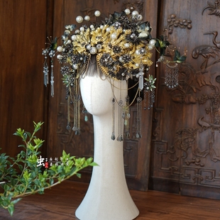 虫子家 错金清汉女凤冠 傩戏氛围感头饰中式怪诞美学定制发饰3138