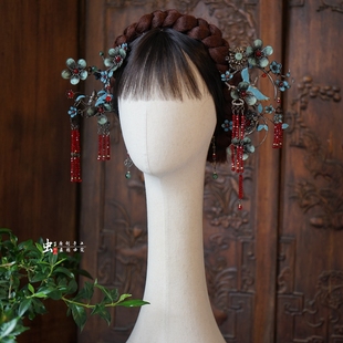 虫子家 新中式新娘头饰暗黑系傩戏绒花发簪装置小众造型配饰 3228