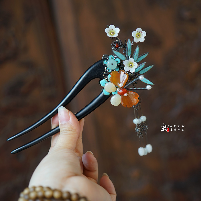 虫子家梨花落木簪礼物非遗