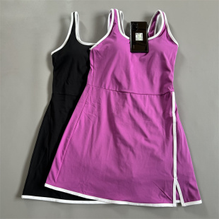 运动裙连体背心式网球裙防走光健身羽毛球速干带胸垫连衣裙A显瘦