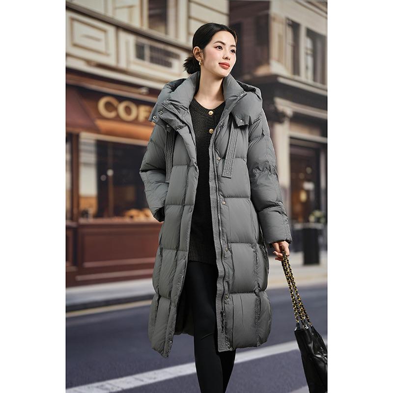 羽绒服长款女显瘦2025女士冬季新款连帽时尚90白鸭绒高充绒量外套