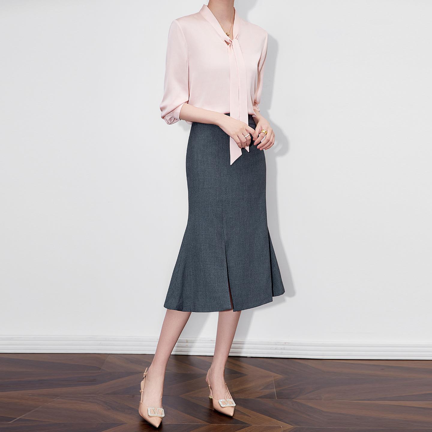 通勤知性职业包臀鱼尾裙修身过膝商务半身裙小心机设计女款秋冬