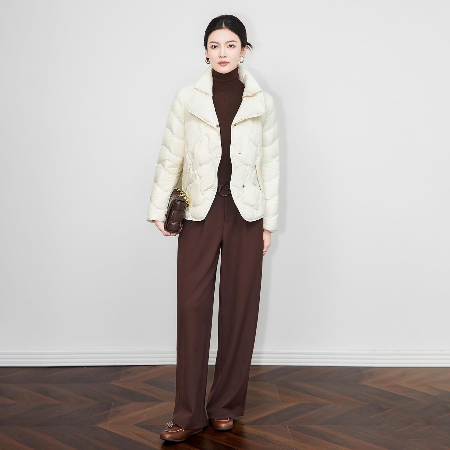 巨好看的冬装外套厚白鸭绒短款羽绒服防风保暖重工异形绗线秋冬新