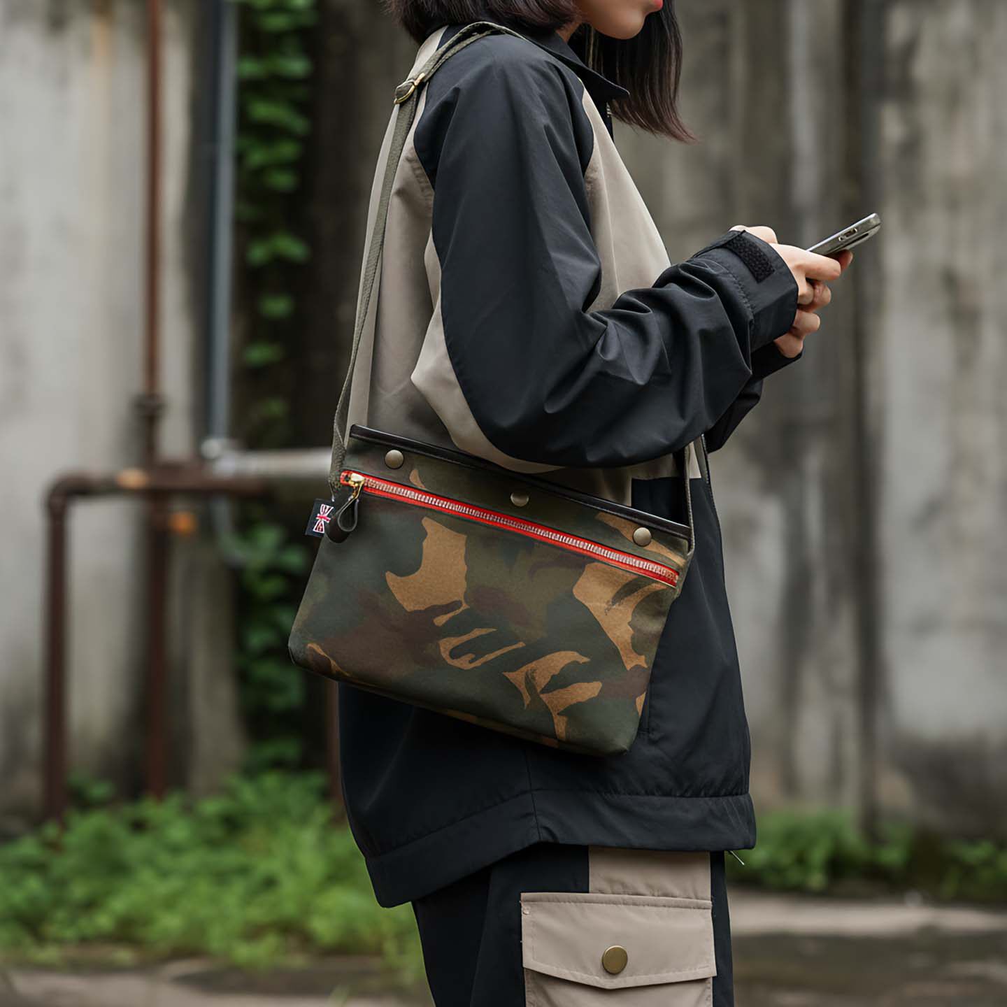 美式复古英式迷彩帆布胸包男女户外休闲单肩斜挎包轻便军旅风腰包