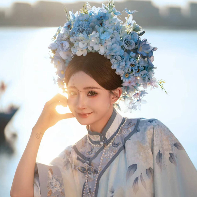 簪花头饰泉州浔埔簪花发箍古风成品旅拍民族风花环汉服旗袍发饰品