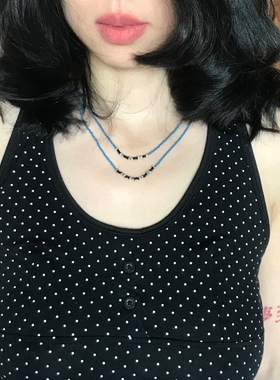 playdatevintage蓝细款项链手链