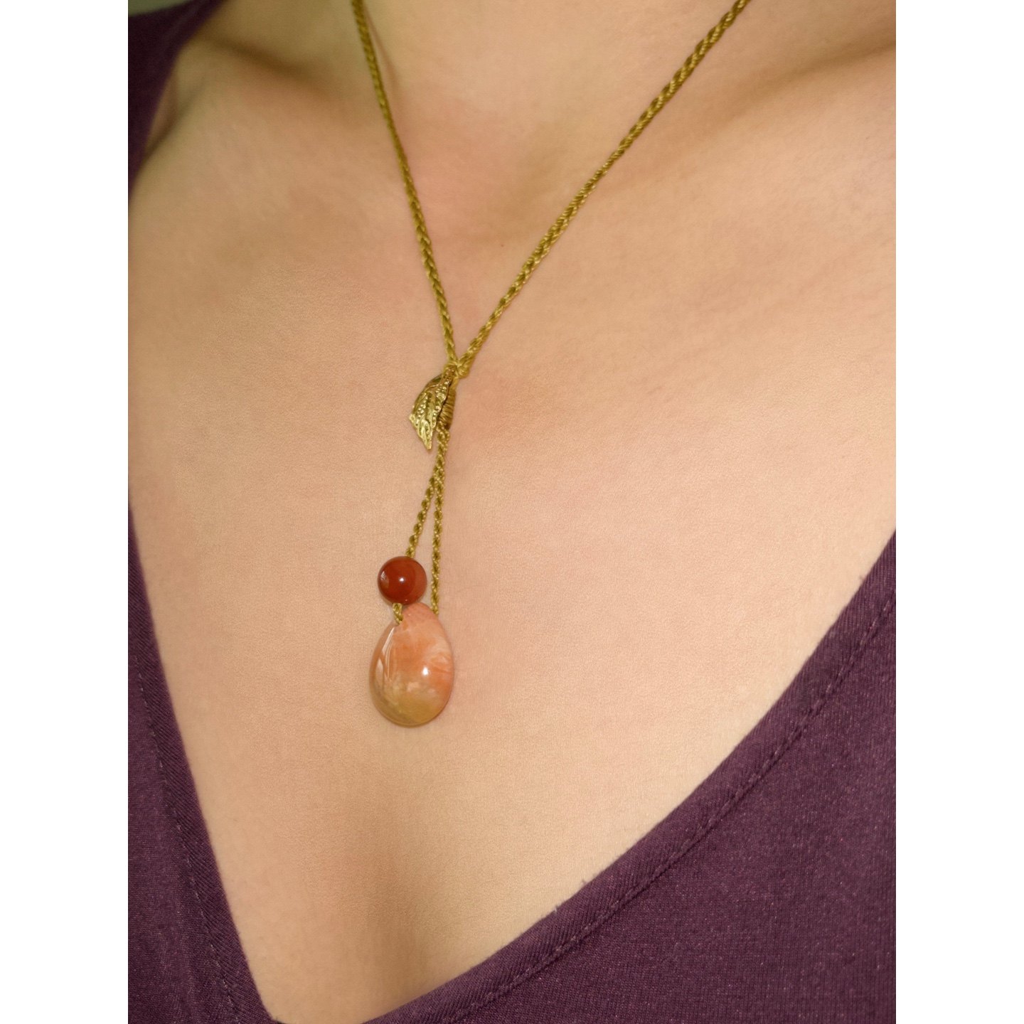 playdate新中式古典色系·圆润玉石·南红复古芥末黄·编绳项链,饰品/流行首饰/时尚饰品新,项链,淘宝优惠券,粉丝福利购,淘宝优惠卷