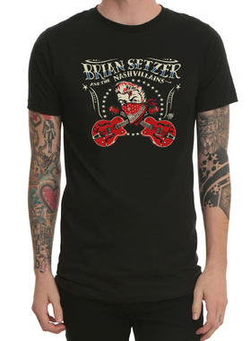 The Brian Setzer Orchestra瞎猫摇滚乐队T恤男billy stray cats