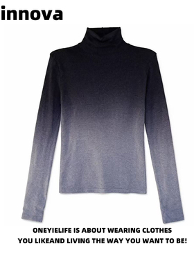 Quinnova 高级渐变色高领毛衣内搭软糯修身针织打底衫绝美T恤上衣