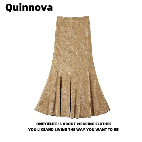 法式小众设计感分割鱼尾半身裙春