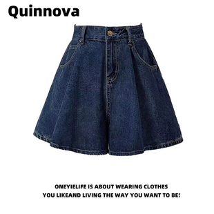 深蓝色牛仔短裤 百搭裙裤 女裤 高腰显瘦a字热裤 夏2026新款 Quinnova