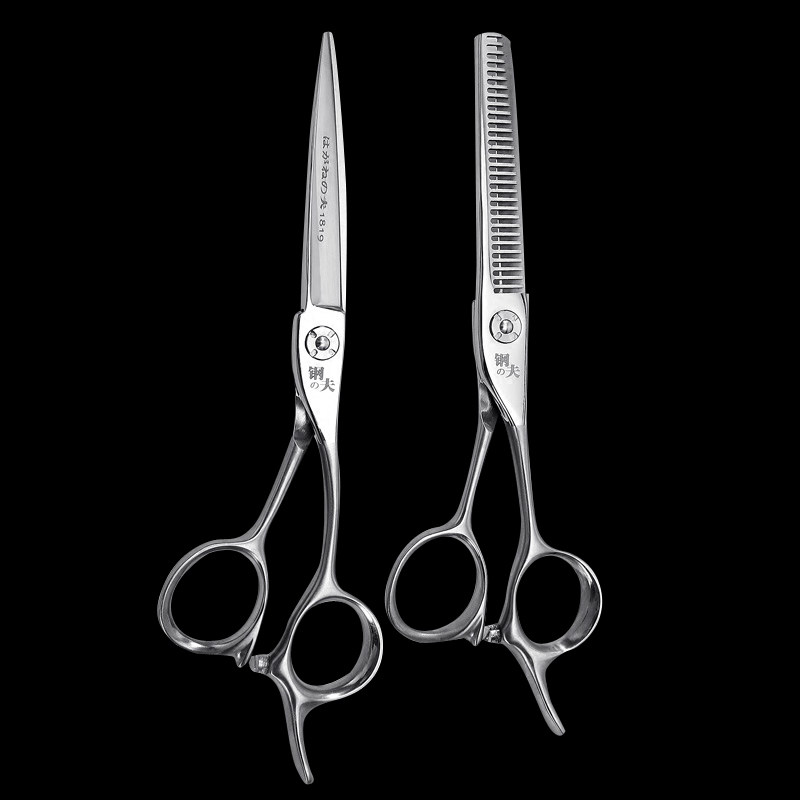 正品钢夫美发理发剪刀6寸A型平剪牙剪磨砂手柄专业理发工具打薄剪