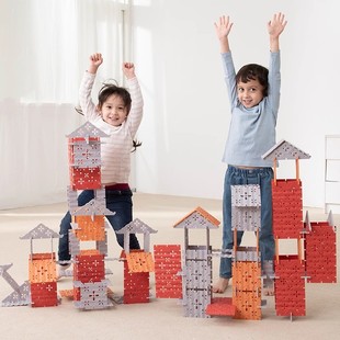 weplay艺砖逸瓦幼儿园东方建筑积木砖瓦大块玩具镂空花窗空间建筑