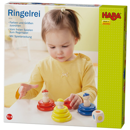 德国进口HABA套圈人偶 1M2岁3岁宝宝玩具木质套叠小孩精细动作
