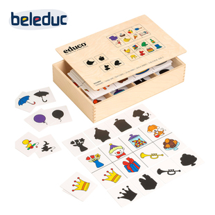 educo卡片配对游戏-找影子4岁+桌面玩具图形对应形状对应记忆力