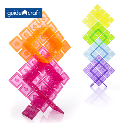 礼物guidecraft方形多彩拼插片益智男孩女孩玩具儿童圆形拼插积木