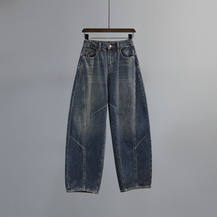 阔腿镰刀老爹裤 复古水洗牛仔裤 休闲窄版 宽松弯刀裤 女2025秋冬新款