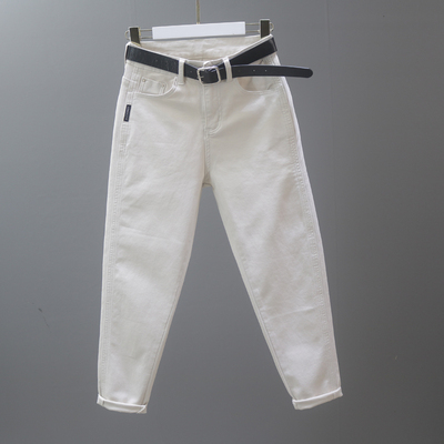 米白色2025秋冬季新款高腰萝卜裤