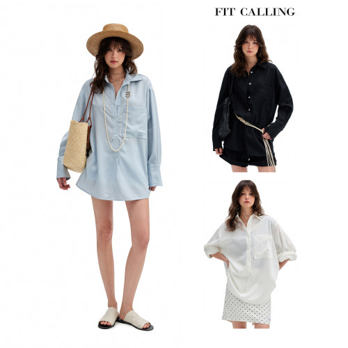 fit calling 宽松轮廓莱赛尔慵懒感防晒长袖衬衫外套女夏季新款
