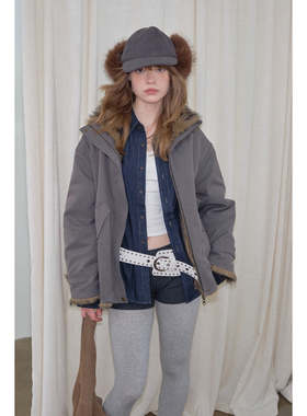 fit calling 正反两穿复古翻领环保毛皮草外套女冬年轻版毛毛外套