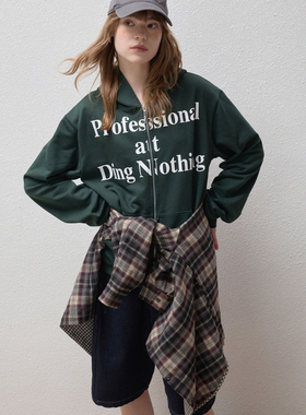 fit calling 躺平俱乐部拉链加厚连帽卫衣女秋冬长袖外套帽衫上衣