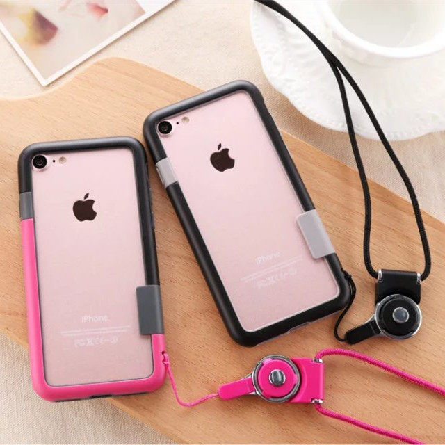 适用苹果8p手机壳边框6s防摔苹果7plus硅胶壳新款软6带挂绳萌