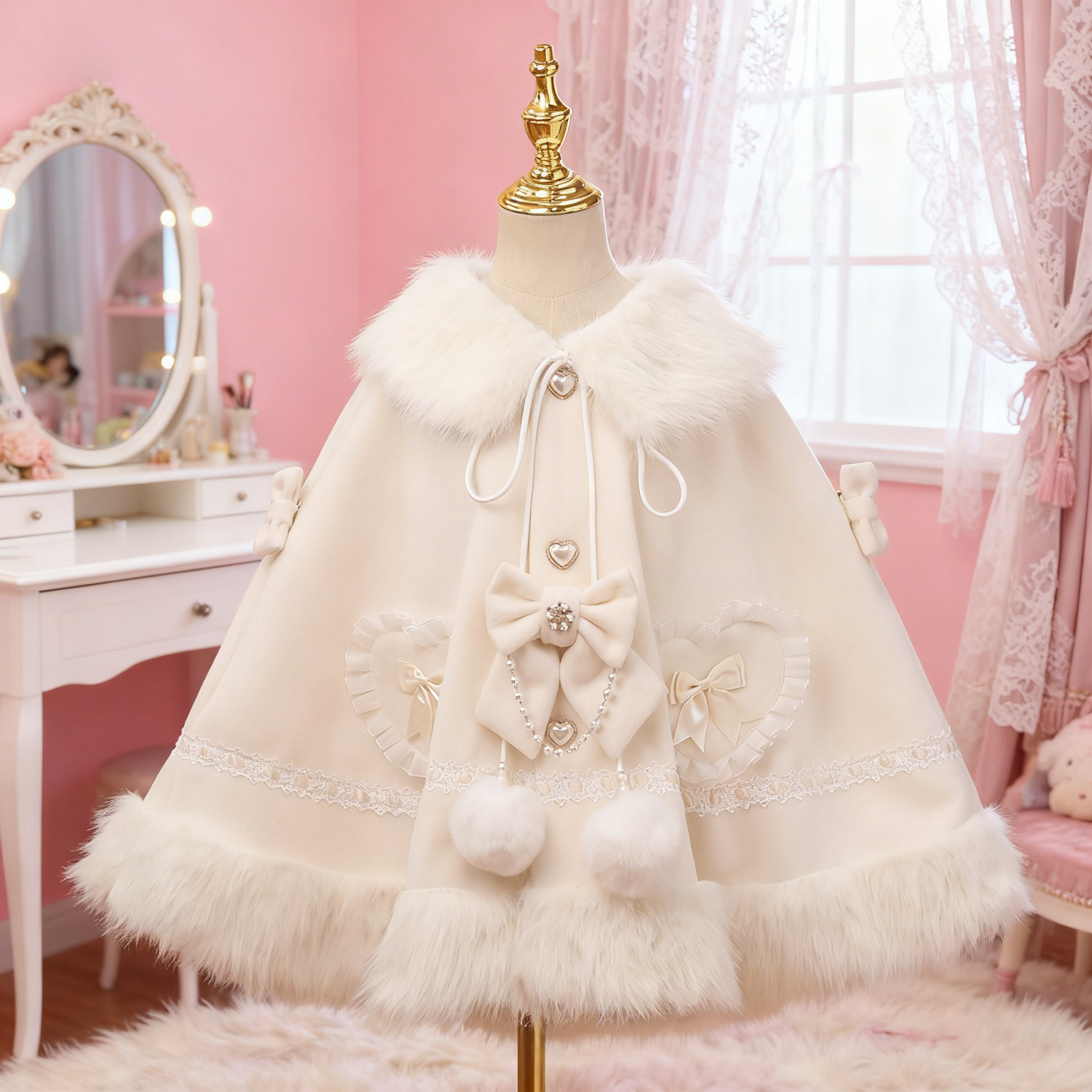 【一团定金】心动蔷薇Lolita秋冬毛绒斗篷双色蝶舞Lolita外套,模玩/动漫/周边/娃圈三坑/桌游,lolita洛丽塔连衣裙,淘宝优惠券,粉丝福利购,淘宝优惠卷