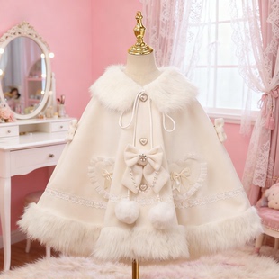 心动蔷薇Lolita秋冬毛绒斗篷双色蝶舞Lolita外套 一团定金