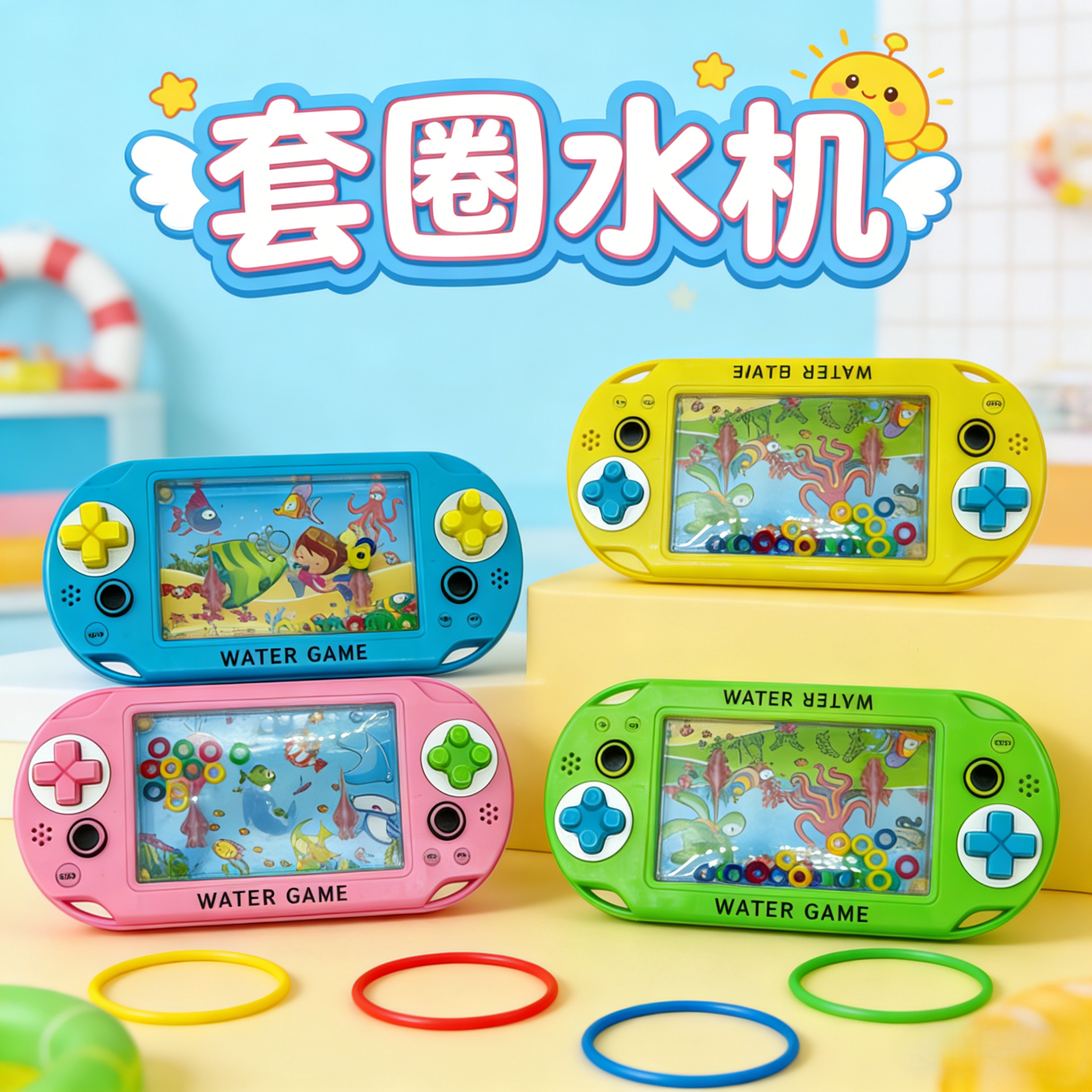 经典怀旧水中套圈游戏机8090后回忆儿童益智叠叠圈玩具人气新品