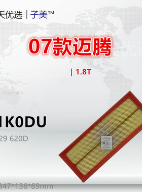 W1K0适配CC迈腾 帕萨特 速腾 途观 尚酷 夏朗 甲壳虫1.8T空气滤芯