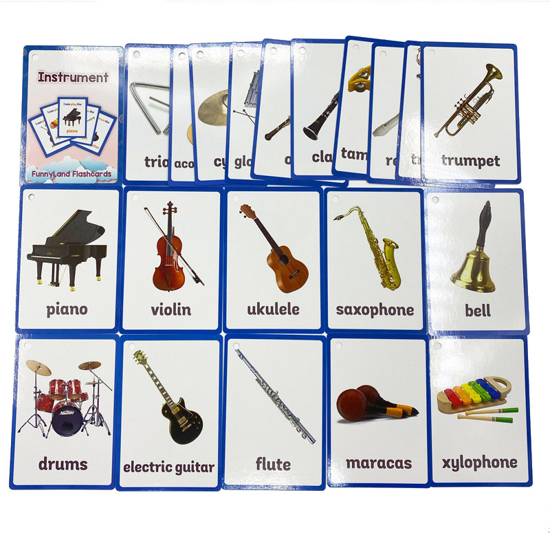 小达人点读英语分类闪卡i can play我能弹奏乐器 句型20张