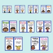 feelings&emotions感情情绪幼儿园教室装 饰墙贴教具a4塑封10张