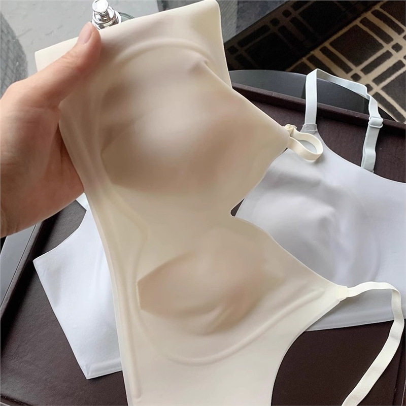 素肌冰皮薄款兔耳朵凉感无痕乳胶内衣女无钢圈大胸显小收副乳新款