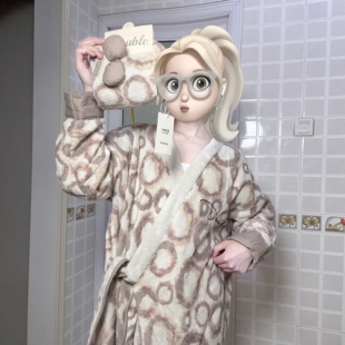 出口跨境双利加厚时尚新款浴袍洗澡吸水浴裙干发帽套装浴衣睡衣袍