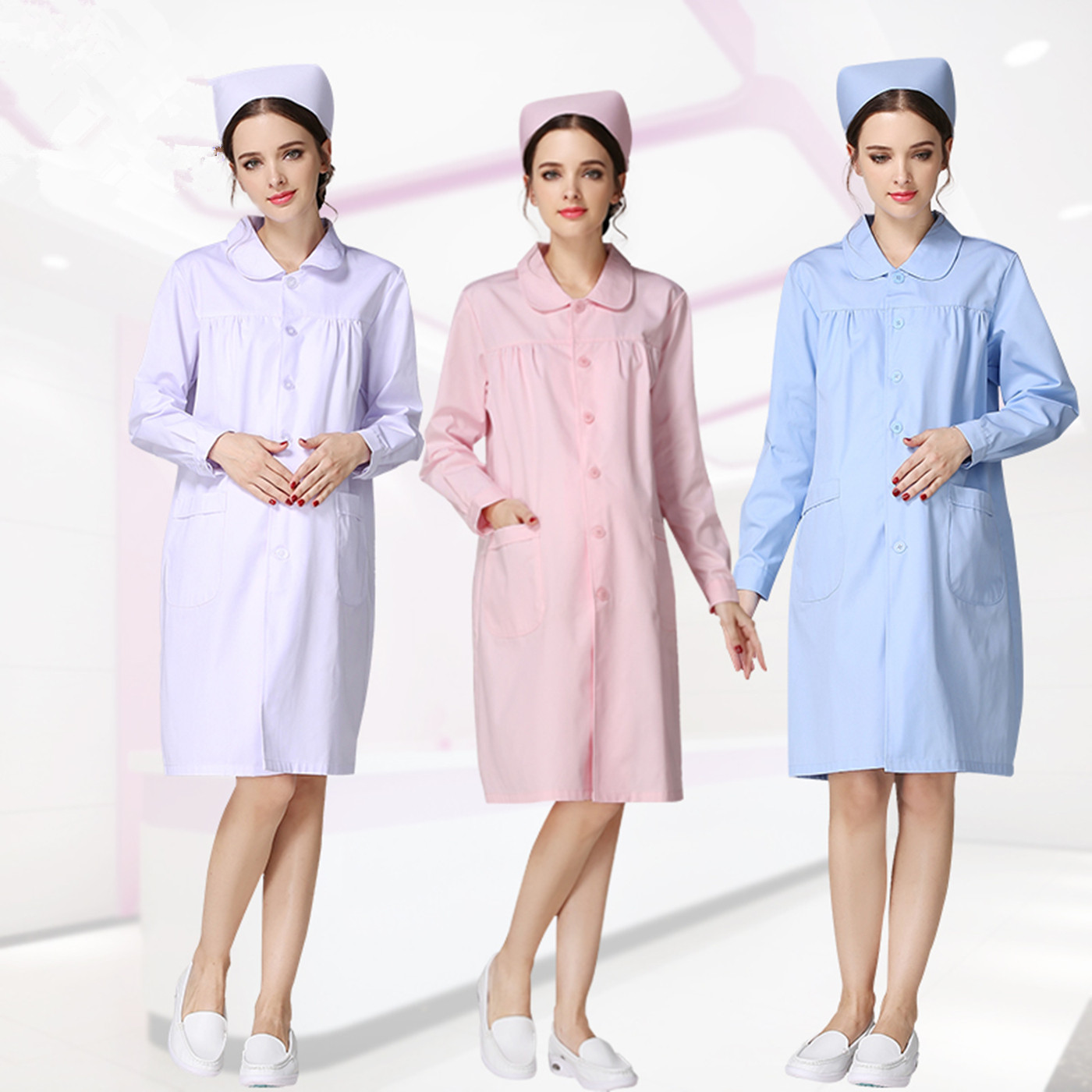 圣雪兰孕妇护士服长袖短袖半袖大码医生服白大褂工作服夏秋冬包邮在类目 女装/女士精品, 套装/学生校服/工作制服, 医护制服中 - 来自Buy2taobao.com提供专业的淘宝代购服务